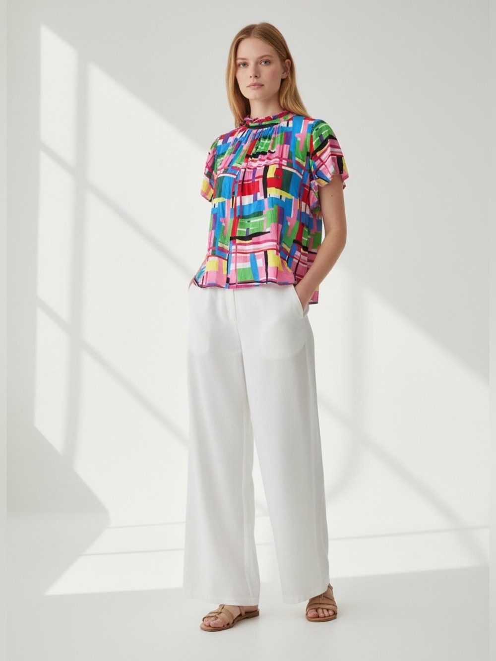 THML Multi-Color Abstract Summer Top - Picture 1 of 10